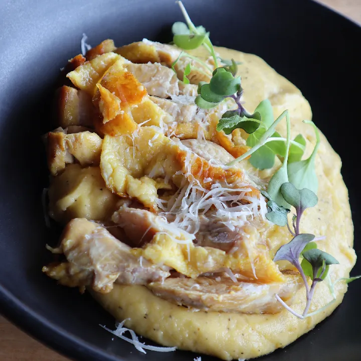 PURÉ DE PAPA CON POLLO A LA PLANCHA