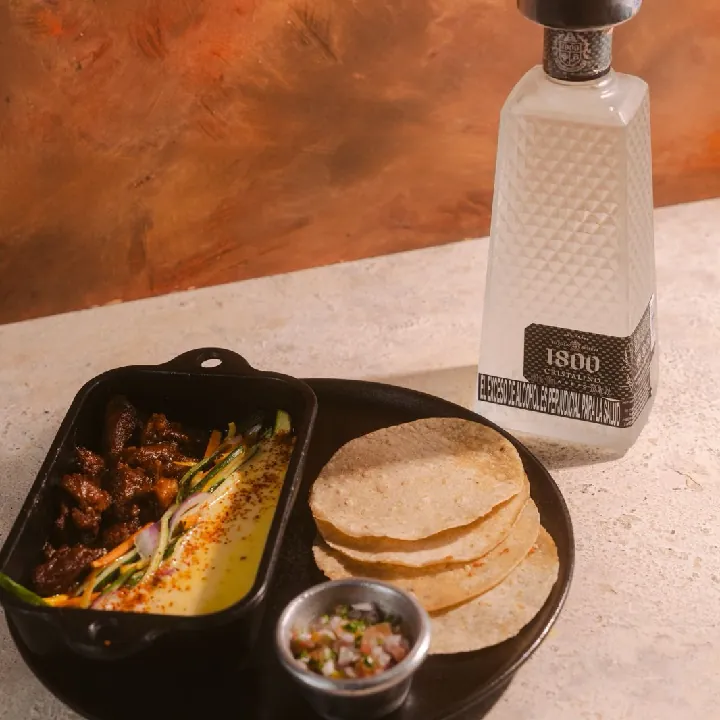 1800 Cristalino + fajitas de costilla