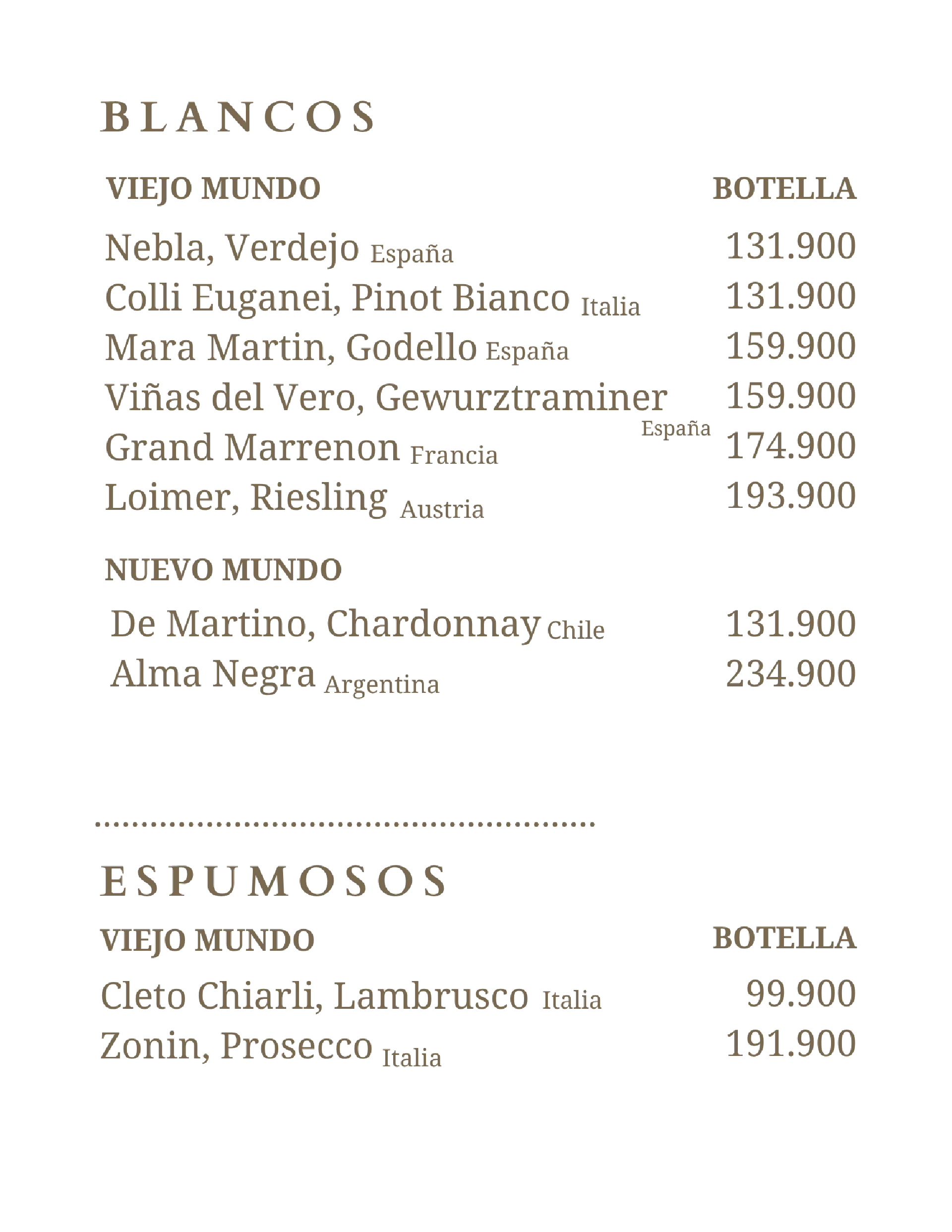Foto - Menu blanco