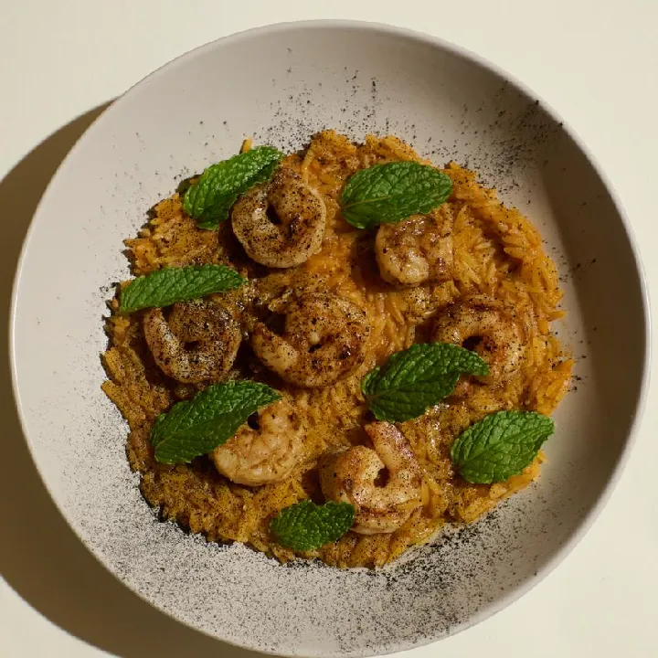 RISONI CON CAMARONES AL AJILLO