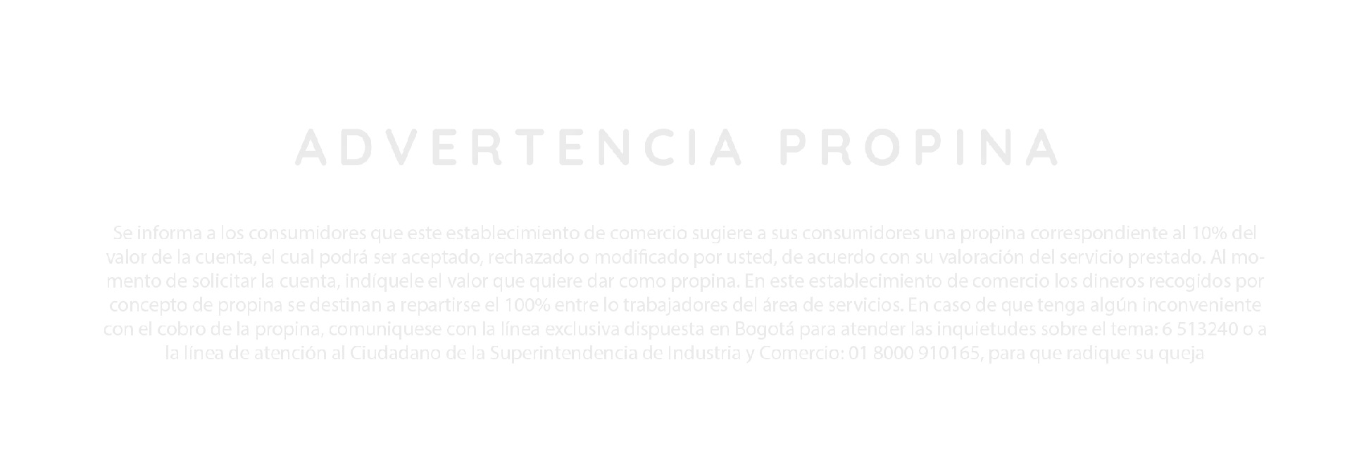 ADVERTENCIA PROPINA