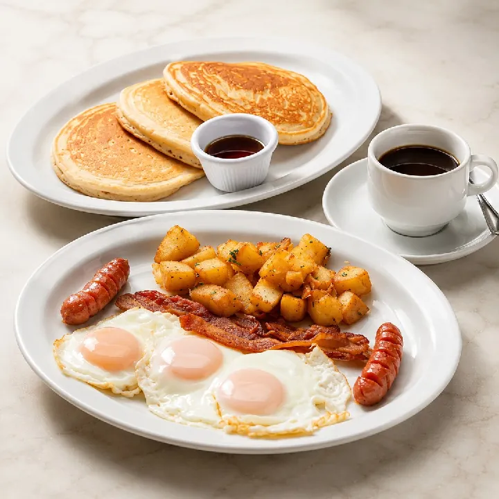 TRES HUEVOS & PANCAKES