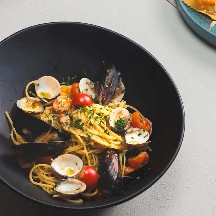 Capellini mussels and clams
