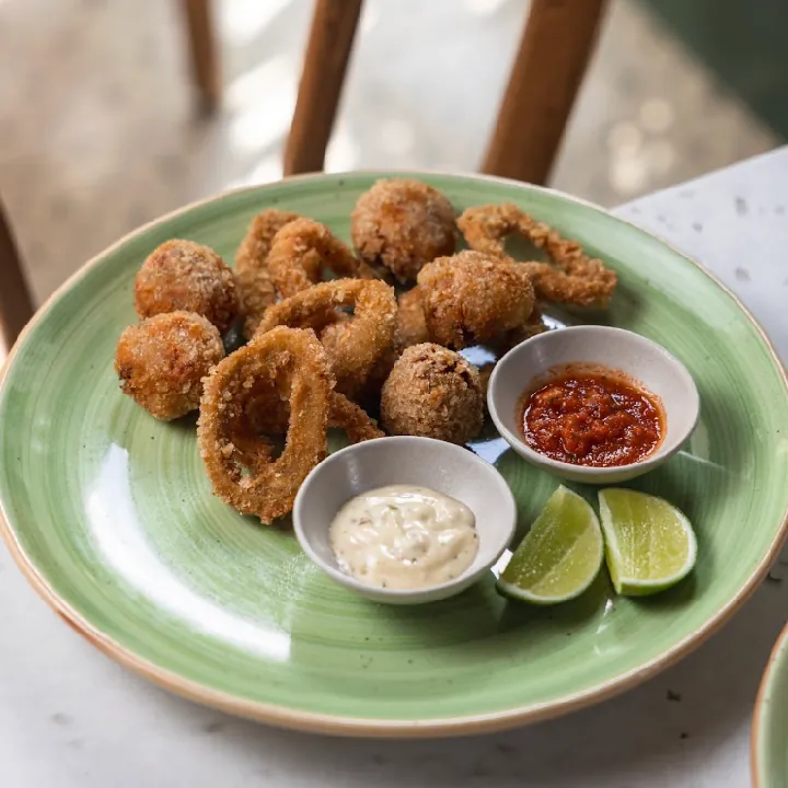 Salmon and squid croquettes