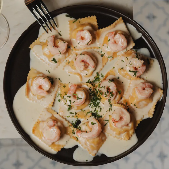 Shrimp ravioli