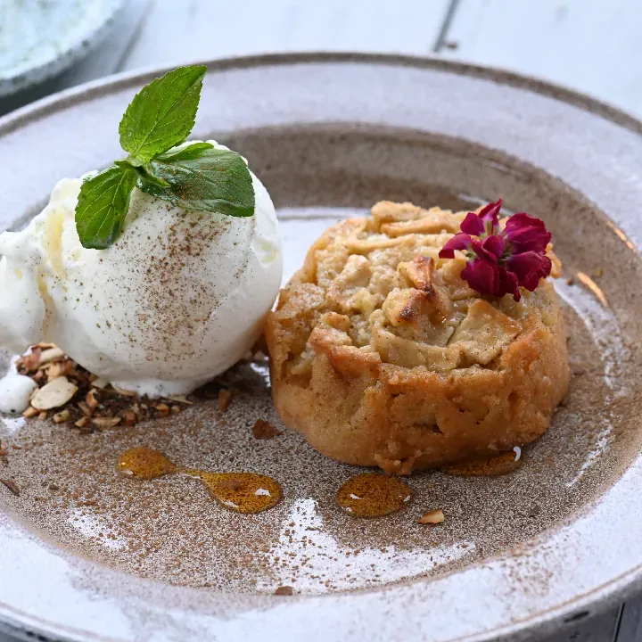 Apple Cake with Ice Cream